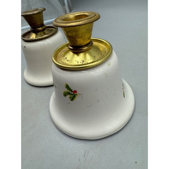 Teleflora Vintage Christmas Holly & Berry Candle Holders Set Of 2 READ - Picture 6 of 9